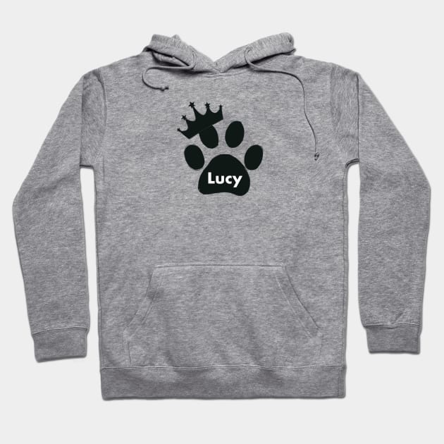 Lucy cat name made of hand drawn paw prints Hoodie by GULSENGUNEL